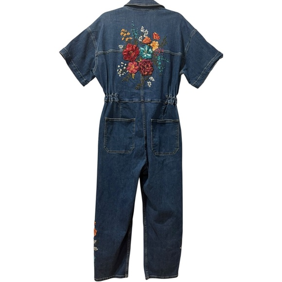 Driftwood x Free People | Randi‎ Floral Embroidered Denim Jumpsuit Medium $228 - Picture 5 of 10
